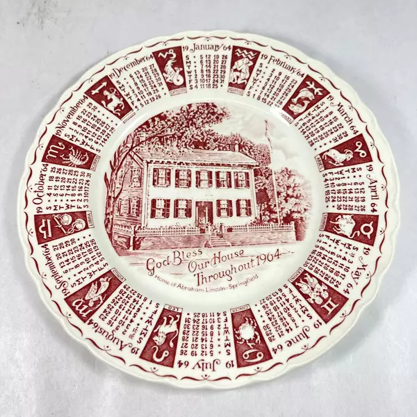 Lot of 2 Vintage Royal Staffordshire Zodiac Plates 1964 1966 Red Decor