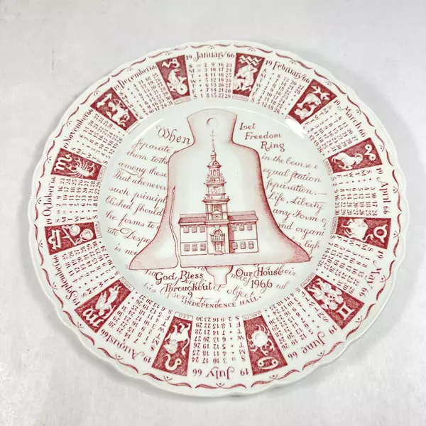 Lot of 2 Vintage Royal Staffordshire Zodiac Plates 1964 1966 Red Decor