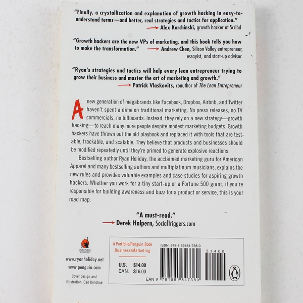 Growth Hacker Marketing by Ryan Holiday 2014 Paperback - Good Condition