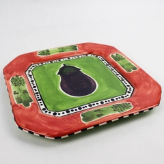 2000 CBK Ltd S. Purifog Hand-Painted Eggplant Asparagus Plate 10.5"