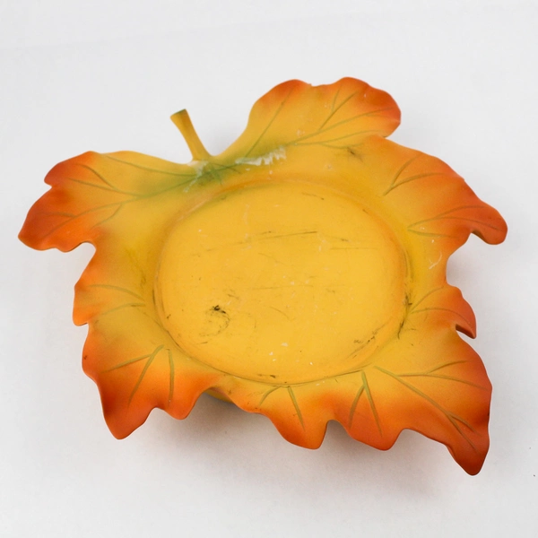 Partylite Whispering Leaf 3 Wick Ceramic Candle Holder P7593 Large Autumn Orange