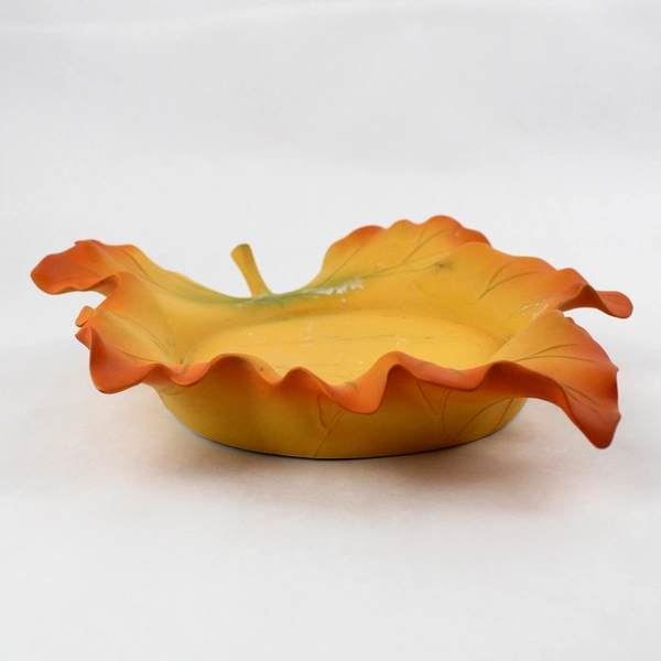 Partylite Whispering Leaf 3 Wick Ceramic Candle Holder P7593 Large Autumn Orange