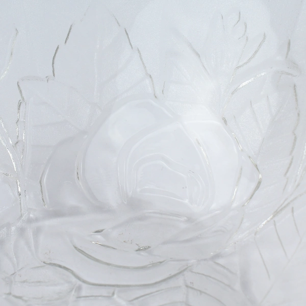 Lot of 2 Vintage Indonesia Pasari Glass Rose Bowls Scalloped & Straight