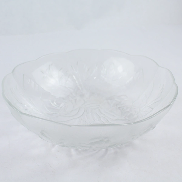 Lot of 2 Vintage Indonesia Pasari Glass Rose Bowls Scalloped & Straight