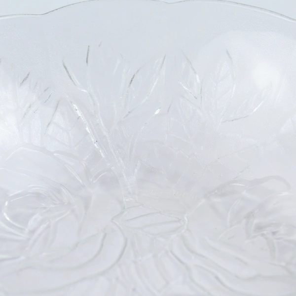 Lot of 2 Vintage Indonesia Pasari Glass Rose Bowls Scalloped & Straight