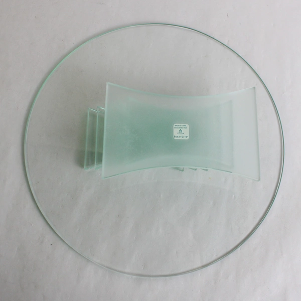 Partylite Stratus 3 Wick Blue Tinted Glass Candle Holder Art Deco Large P7725