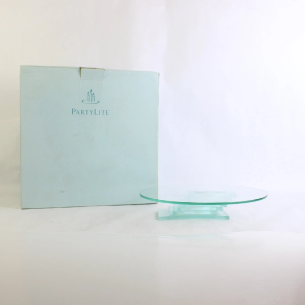 Partylite Stratus 3 Wick Blue Tinted Glass Candle Holder Large P7725 Flawed