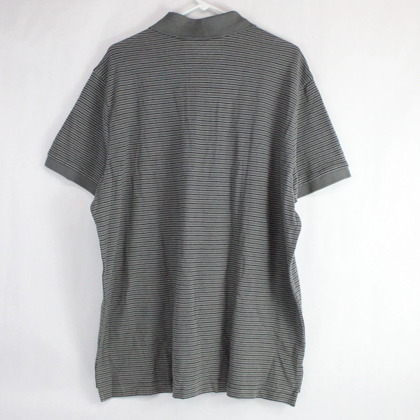 Eddie Bauer Men's Gray Striped Short Sleeve Button Up Polo Size XL 100% Cotton