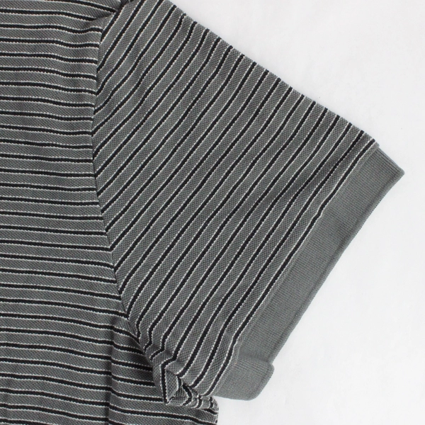 Eddie Bauer Men's Gray Striped Short Sleeve Button Up Polo Size XL 100% Cotton