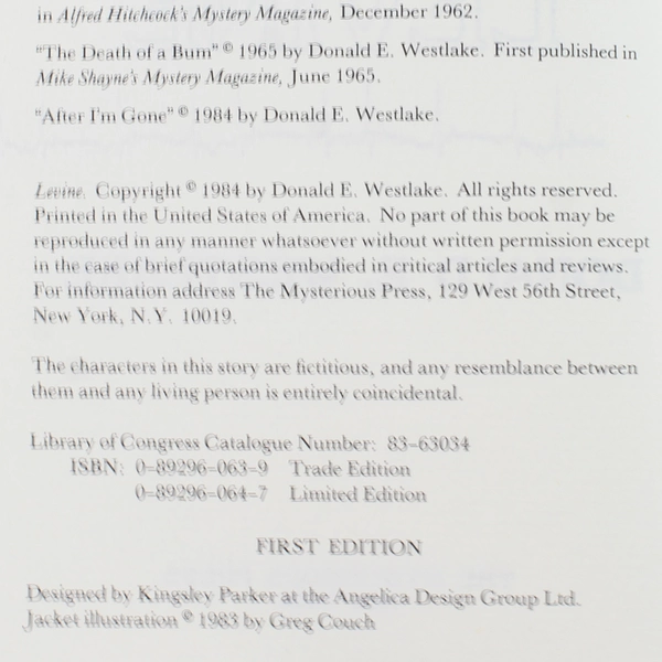 Levine Donald E Westlake 1984 HC 1st Edition Slipcase The Mysterious Press
