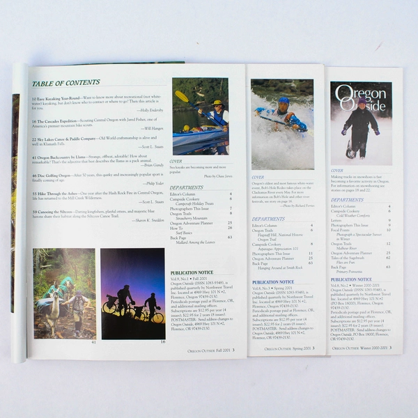 Lot of 3 Vintage Oregon Outside Magazines Winter 2000-2001 Spring Fall 2001