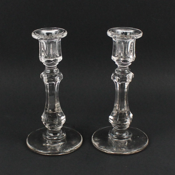Vintage Pressed Glass Taper Candle Holders A Pair