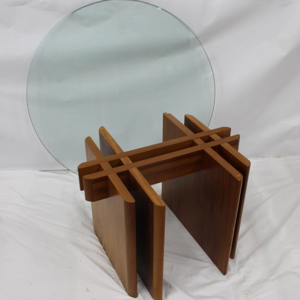 Danish Mid Century Modern Glass Top Coffee Table 