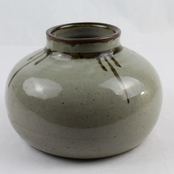 Signed Painted Ceramic Decorative Pottery Vase 6" Tall 7" Wide