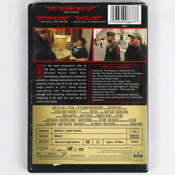 Fahrenheit 9/11 DVD 2004 Columbia TriStar Rated R