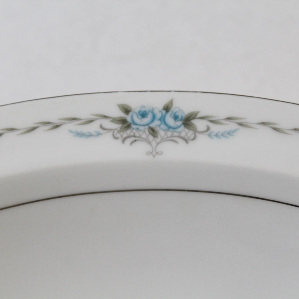 Vintage Style House Fine China Casserole Dish Blue Flower Rim 11" Oval