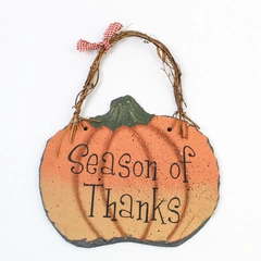 Thanksgiving Stone Pumpkin Hanging Sign - Season of Thanks Decor