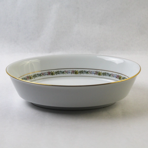 Noritake Japan #6717 Oval Casserole Dish Floral Pattern Gold Rim 9.5"