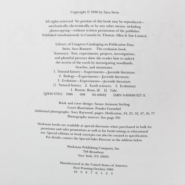 Vintage The Evolution Book by Sara Stein 1986 Paperback - Pre-owned