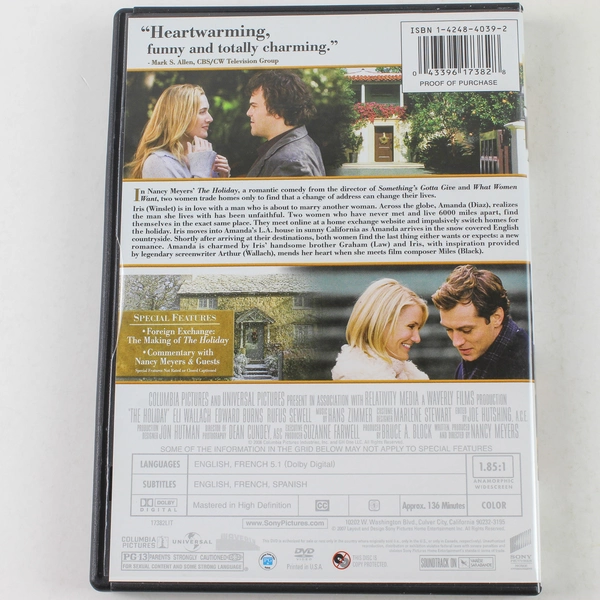 The Holiday DVD 2006 Jack Black, Kate Winslet, Jude Law - Good Condition