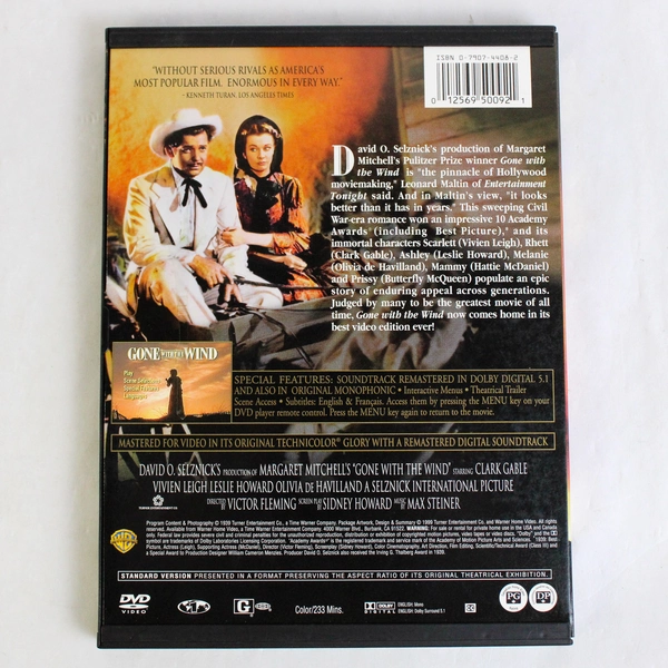 Gone With The Wind 1939 DVD Clark Gable Vivian Leigh Turner Entertainment 1999