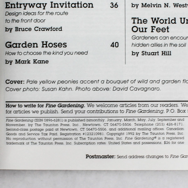 Vintage Taunton's Fine Gardening Magazine Sept/Oct 1992 - Good Condition