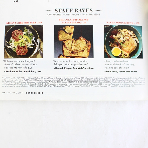 Cooking Light Magazine October 2012 Best Quick Breads Ever