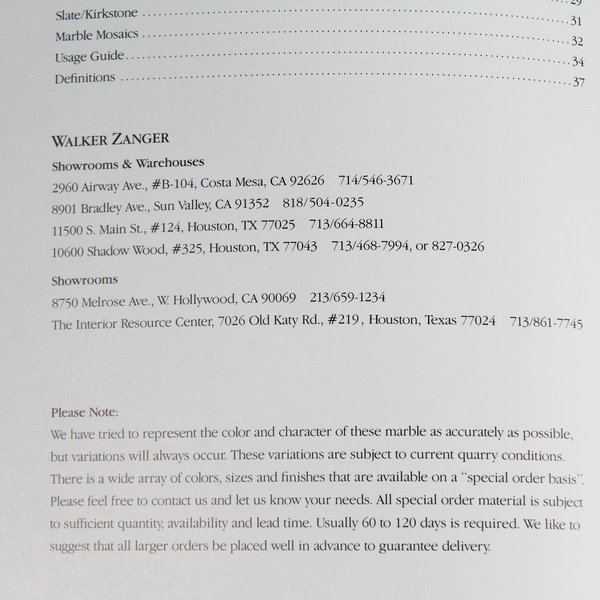 Lot of 2 Vintage Catalogs: Walker Zanger & Armstrong Ceilings 1988