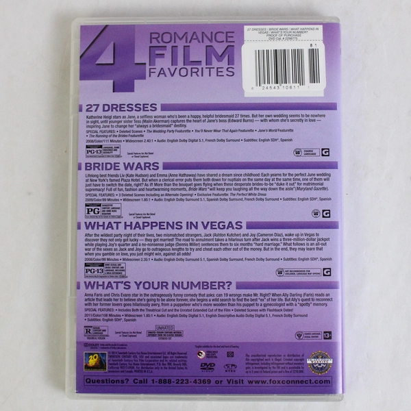 4 Romance Film Favorites What Happens in Vegas 27 Dresses Bride Wars