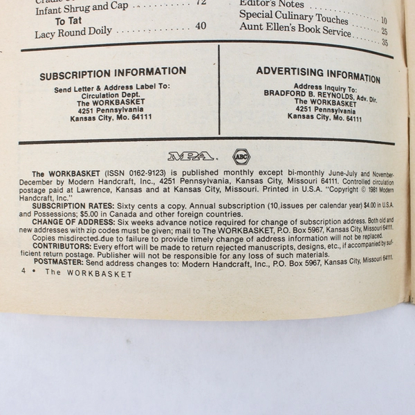 Vintage The Workbasket and Home Arts Magazine February 1981