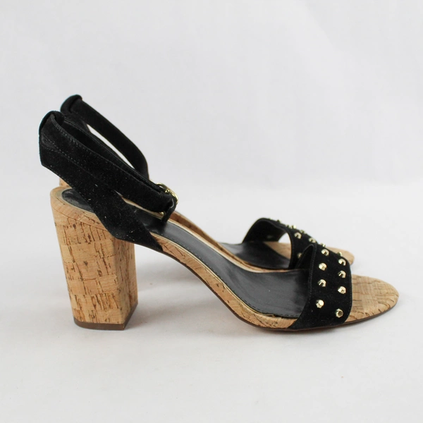 White House Black Market Size 8M "Rexx" Studded Ankle Strap Black Heeled Sandals