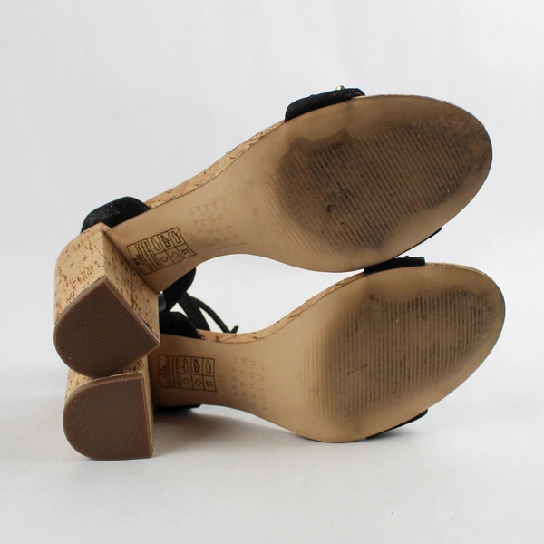 White House Black Market Size 8M "Rexx" Studded Ankle Strap Black Heeled Sandals