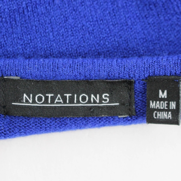 Notations Women's Dark Blue 3/4 Sleeve Soft Sweater Size M 100% Acrylic