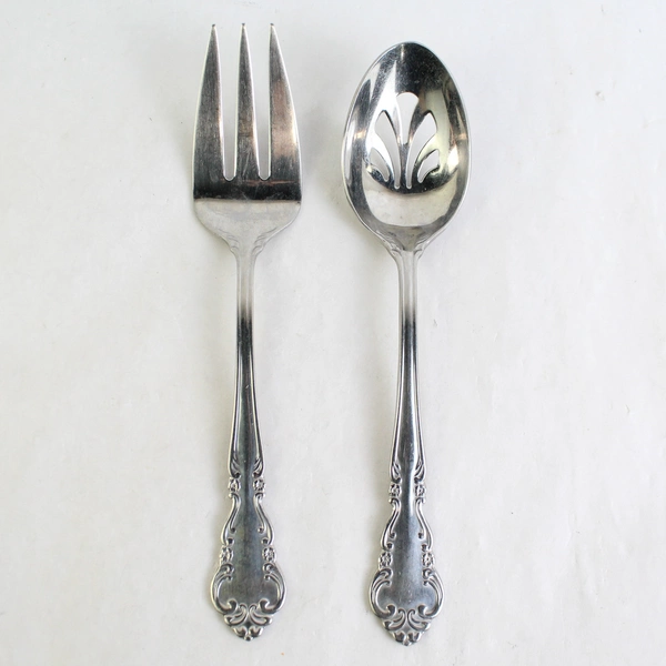 2 PC Set Reed & Barton Brunswick 18/10 Stainless Steel Serving Fork & Spoon
