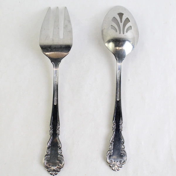 2 PC Set Reed & Barton Brunswick 18/10 Stainless Steel Serving Fork & Spoon