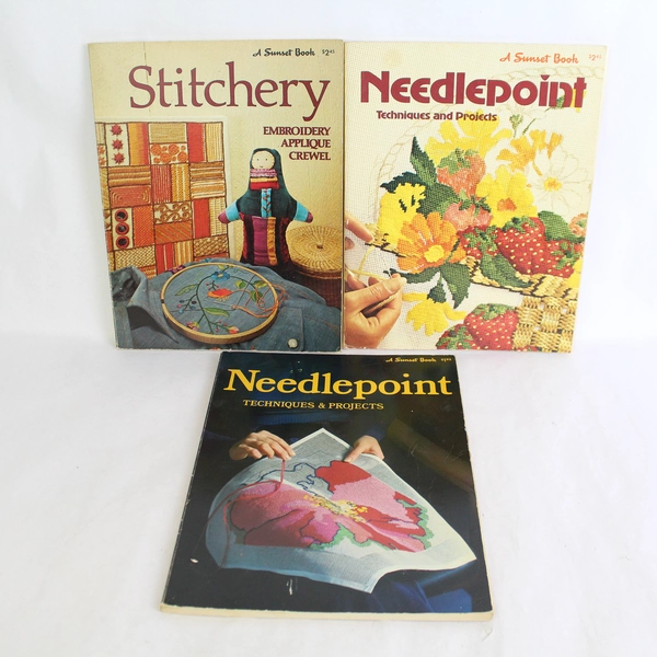 Lot of 3 Vintage Sunset Needlecraft Books 1972 to 1977 Paperback