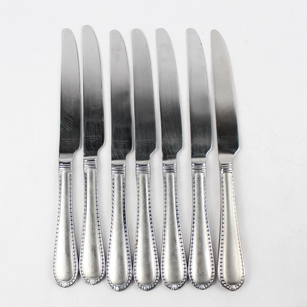 Set of 7 Reed & Barton Berkshire Matte Stainless Steel Dinner Knives