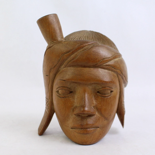 Vintage Hand Carved Wood Bust Woman Head 4.75"