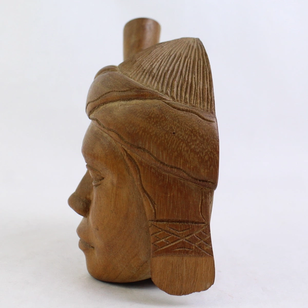 Vintage Hand Carved Wood Bust Woman Head 4.75"