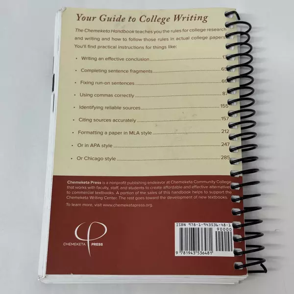 Chemeketa Handbook: Your Guide to College Writing by Daniel Couch 2018 Spiral