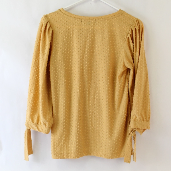 Gibson Women's Beige 3/4 Sleeve Cropped Blouse Top XS Good Pre-Owned Condition