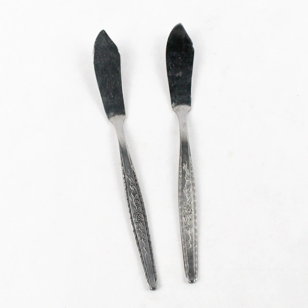 Set of 2 Interpur INR7 Stainless Steel Flat Handle Butter Knives