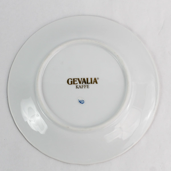 Gevalia Kaffe 7.5" White Ceramic Dish Gold Rim Elegant Serveware