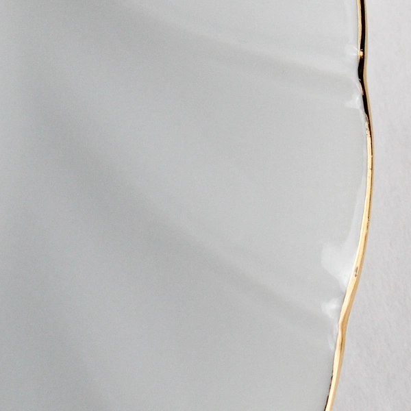 Gevalia Kaffe 7.5" White Ceramic Dish Gold Rim Elegant Serveware