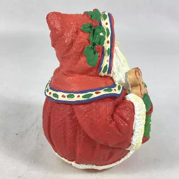Russ Berrie Santa Roly Poly Figurine with Gingerbread Man - 4.5" Holiday Decor