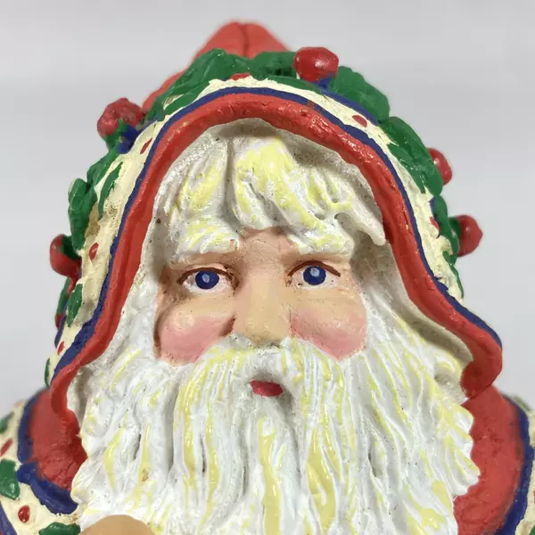Russ Berrie Santa Roly Poly Figurine with Gingerbread Man - 4.5" Holiday Decor