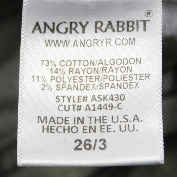 Angry Rabbit Gray Skinny Jeans Size 26/3 Raw Hem Distressed