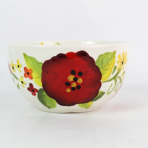 Pier 1 Imports Grace Flower Design Bowl 5.75" Earthenware Crazing