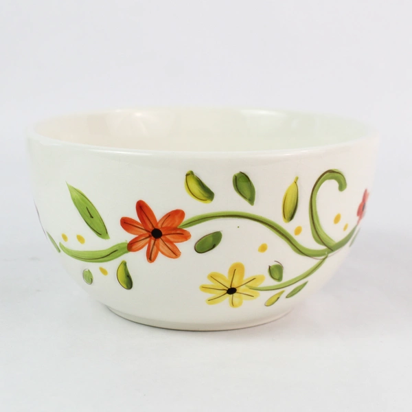 Pier 1 Imports Grace Flower Design Bowl 5.75" Earthenware Crazing