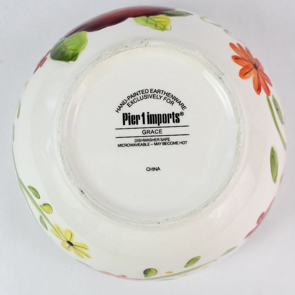 Pier 1 Imports Grace Flower Design Bowl 5.75" Earthenware Crazing